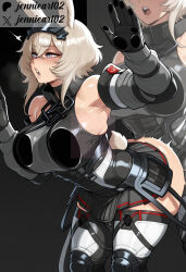 1girl against_fourth_wall against_glass ai_generated animal_ears armor armpits artist_name ass bare_shoulders bent_over black_skirt blonde_hair blue_eyes blush boobplate breast_press breasts breasts_on_glass clothed_sex clothing detached_sleeves elbow_gloves english_text female gloves grey_hair hair_between_eyes headgear implied_futanari implied_sex jennieart02 large_breasts open_mouth patreon patreon_logo patreon_username pleated_skirt purple_eyes rabbit_ears rabbit_girl rabbit_tail sex sex_from_behind short_hair short_hair_with_long_locks skirt standing standing_sex sweat tail thick_thighs thighhighs thighs twitter twitter_username watermark