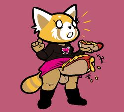 1futa aggressive_retsuko ailurid anthro balls big_penis breasts bugsnax clothed clothing erection food fur furry futa_only futanari genitals herm holding_food holding_object hot_dog intersex mammal mustard open_mouth penis penis_hot_dog pink_background red_panda retsuko sanrio simple_background smooth_fur solo standing surprise thick_thighs transformation whiteraff wide_hips