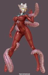 1girls 3d alien alien_girl heroineism latex rule_63 skin_tight skindentation tentacle tentacle thighhighs ultraman_(franchise) ultraman_leo