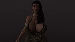 1girls 3d animated asymmetrical_hair big_breasts black_sclera bouncing_breasts breasts cleavage cropped_legs daz3d demon_eyes dress eromd evil_eyes female female_only glowing_eyes gold_dress huge_breasts looking_at_viewer loop loose_clothes lots_of_jewelry milf necklace orange_eyes queen_mida(lara_croft) red_eyes seductive_smile short_loop slit_eyes solo solo_female thick_thighs voluptuous walking video wide_hips wink