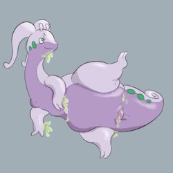 animal_genitalia cloaca dragon female feral gastropod genitals goodra grey_background lying mollusk nintendo obscenecanary on_side pokémon_(species) pokemon pokemon_(species) raised_leg simple_background slime slime_girl smug_face solo video_games