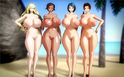 286c 4girls breasts censored delia_ketchum_(pokemon) female grace_(pokemon) johanna_(pokemon) lusamine_(pokemon) milf mosaic_censoring nintendo nipples nude nude_female pokemon pokemon_dppt pokemon_sm pokemon_xy