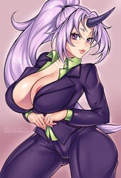 1girls ange1witch big_breasts breasts cleavage female female_only large_breasts looking_at_viewer pantsuit pointy_chin shion_(tensei_shitara_slime_datta_ken) solo tensei_shitara_slime_datta_ken