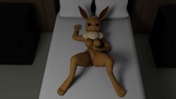 3d anthro eevee felixnsfw female genitals hi_res looking_at_viewer lying nintendo nude pokémon_(species) pokemon pokemon_rgby pussy solo spread_legs spreading video_games