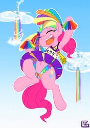 cheerleader closed_eyes clothing cutie_mark earth_pony equine female feral friendship_is_magic gela-g-i-s-gela hair happy horse mammal my_little_pony open_mouth outside panties pink_hair pinkie_pie_(mlp) pony pussy skirt sky solo underwear