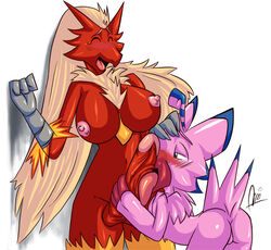 biyomon blaziken crossover digimon futanari l1zardman pokemon pokemon_(species)