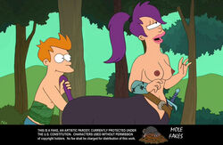 1boy breasts centaur female fisting frydo futurama leegola male mole_(artist) one_eye open_mouth philip_j_fry photoshop smile straight taur turanga_leela