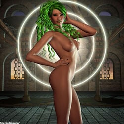 1girls 3d age_of_apocalypse female female_only green_hair lorna_dane marvel medium_breasts nipples nude polaris_(x-men) solo straight_hair x-men