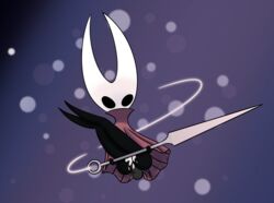 arthropod cape cloak cum empty_eyes female hollow_knight hornet_(hollow_knight) insects krabbshack red_cape solo_focus thread