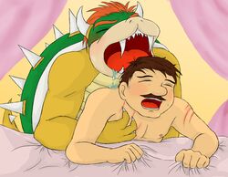 artist_request bowser green_shell horns koopa male_only mario mario_(series) nintendo shell spiky_shell straight_hair tagme