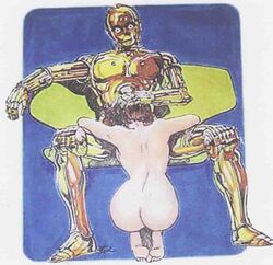 a_new_hope between_legs blowjob c-3po john_byrne princess_leia_organa sitting star_wars