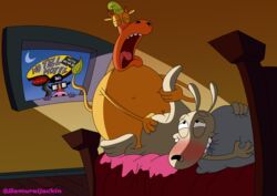 absurd_res anal anthro blush bovid bovine cattle duo heffer heffer_wolfe hi_res hotel macropod male male/male mammal marsupial motel nickelodeon on_model orgasm_face rocko's_modern_life rocko_rama samuraijackin voyeur wallaby yelling