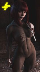 1girls 3d abs assassin big_breasts bodysuit breasts female female_only fit_female front_view italessio27 knife large_breasts light-skinned_female lipstick looking_at_viewer mortal_kombat mortal_kombat_11 partial_male punk red_hair red_lipstick see-through shaved_pussy short_hair skarlet solo solo_female thick_thighs wide_hips