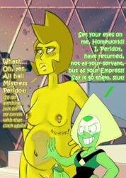 blush breasts cartoon_network corruption diamond_authority edit female fetus futa_on_female futa_wife futa_with_female futanari gem_(species) green_skin lactation larger_female message_received_(steven_universe) nipples penis peridot_(steven_universe) platinum_blonde_hair pregnant pussy robophillia_(artist) royalty size_difference small_dom_big_sub steven_universe tagme visor x-ray yellow_diamond_(steven_universe) yellow_eyes yellow_hair yellow_skin