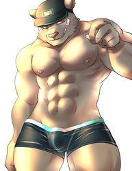 2020 anthro barazoku barely_visible_genitalia barely_visible_penis bulge clothing ellie_saionji genitals hat headgear headwear hi_res humanoid_hands kemono male male_only mammal muscular muscular_anthro muscular_male penis simple_background solo underwear white_background