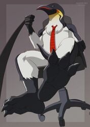 aledonrex animal_humanoid anthro avian avian_humanoid bird emperor_penguin first_person_view genitals hi_res humanoid jack_gloster_(character) leash male male_only paws penguin penis solo talons tapering_penis