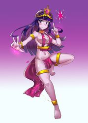 armbands barefoot belly belly_dancer belly_dancer_outfit bocas_top bracelets cleavage crown dancer dancer_outfit dancing equestria_girls friendship_is_magic harem_girl harem_outfit humanized iojknmiojknm large_breasts loincloth magenta_hair multicolored_hair my_little_pony my_little_pony_friendship_is_magic princess_twilight_sparkle_(mlp) purple_eyes purple_hair purple_skin sideboob slave slave_collar thigh_band thighlet twilight_sparkle_(mlp)