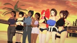 3d 7girls alternate_breast_size arms_crossed avatar_legends avatar_the_last_airbender bare_legs bare_shoulders beach belt big_ass big_breasts bikini_bra bikini_top black_fingernails black_hair black_lips black_makeup black_skirt boots bracelet breasts brown_eyes brown_hair cardigan_around_waist claire_redfield cleavage clothing clouds comic cover_page dark-skinned_female dark_skin denim_shorts earrings elbow_gloves erect_nipples erect_nipples_under_clothes evening female female_only fingerless_gloves fishnet_stockings flame_print gloves goth gothic hair_ornament hand_on_hip high_ponytail holster hotpants hourglass_figure huge_breasts human jeans jill_valentine jill_valentine_(sasha_zotova) katara koikatsu korra large_breasts leather_skirt long_hair looking_at_viewer midriff midriff_baring_shirt miniskirt naomi_(takeo92) navel palm_tree patreon pier pink_legwear ponytail pose posing red_hair resident_evil resident_evil_2 resident_evil_3 resident_evil_5 revealing_clothes scarf school_uniform sheva_alomar shiny shiny_hair shiny_skin short_hair short_skirt shorts skirt skull_hair_ornament sky smile smiling smooth_skin spandex standing stockings string_panties sunset swimsuit takeo92 tank_top tengen_toppa_gurren_lagann text the_avatar the_legend_of_korra thick_thighs thighhighs tight_clothing tubetop vest voluptuous water_tribe white_cardigan white_top wide_hips yellow_eyes yoko_littner