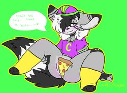 anthro anthro_only anus black_and_white_hair black_markings candyxxxcorpse chuck_e_cheese chuck_e_cheese_(franchise) female fingerless_gloves furry furry_ass green_background grey_fur holding_leg_up looking_away_from_viewer mascot mixtrap pussy shiny_pussy stockings thick_thighs