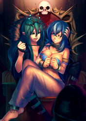 alternate_skin_color alternate_species bad_end bakki barefoot bedroom_eyes belly_dancer_outfit blue_eyes blue_hair boots chains crown crying dancer_outfit drooling equestria_girls friendship_is_magic green_hair hand_on_head harem_outfit harem_pants humanized imminent_rape imminent_sex large_breasts leash leash_pull licking_lips my_little_pony my_little_pony_friendship_is_magic one_eye_closed personification pointy_ears queen queen_chrysalis_(mlp) rule_63 shackles shining_armor_(mlp) slave slave_collar slave_outfit tears throne wrist_cuffs yuri