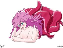 big_breasts blue_eyes ishuzoku_reviewers monster_girl octopus_girl okpa_(ishuzoku_reviewers) pink_hair scylla tentacle tentacles