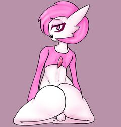 1boy alternate_skin_color androgynous anthro anthrofied ass big_ass blush bottom_heavy flat_chest gardevoir half-closed_eyes kosa male male_focus male_gardevoir male_only male_pokemon nintendo pink_(frowntown) pink_eyes pink_hair pink_skin pokemon pokemon_(species) pokemon_rse short_hair solo solo_male thick_ass thick_thighs voluptuous white_skin