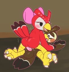 2020 3_fingers accessory animal_crossing anthro anthro_on_anthro anthro_penetrated anthro_penetrating anthro_penetrating_anthro anus avian balls beak bird bird_feet black_eyes blathers_(animal_crossing) blush brother brother_and_sister brown_background brown_balls brown_body brown_feathers brown_spots celeste_(animal_crossing) claws clothing cowgirl_position domination duo erection feathers female female_domination female_on_top female_penetrated fingers furry furry_only genitals hair_accessory hair_ribbon hairbow headgear headwear hi_res incest intraspecies male male/female male_on_bottom male_penetrating male_penetrating_female naked nintendo nude on_bottom on_top open_mouth owl penetration penis pink_cheeks pink_clothing pink_headwear pink_penis pussy questionable_consent red_body red_cheeks red_feathers ribbons sex sibling simple_background sister spots straddling straight striped_feathers stripes submissive submissive_male tail talons toe_claws ultilix vaginal_penetration video_games white_body white_claws white_feathers white_spots white_stripes yellow_beak