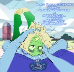 artist_request bite_mark blue_pussy blue_skin cunnilingus deep_cunnilingus edit fallopian_tubes feet female female_only green_skin hands_on_head lapidot lapis_lazuli_(steven_universe) oral orgasm ovaries painful peridot_(steven_universe) platinum_blonde_hair pussy spread_legs steven_universe tagme tongue_in_uterus uterus x-ray yuri