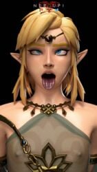 1boy 3d ahe_gao androgynous blender blonde_hair breath_of_the_wild canon_crossdressing crossdressing femboy gerudo_top gerudo_veil girly hylian link male male_only necklace neroupi see-through solo the_legend_of_zelda trap yaoi