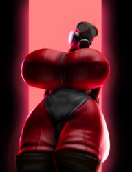 3d 3d_(artwork) black_background breasts curvy_figure f4 female female_only fempyro huge_ass huge_breasts latex latex_gloves latex_suit nipples nipples_visible_through_clothing pink_background pyro red_light red_suit simple_background source_filmmaker team_fortress_2 tf2 valve wide_hips