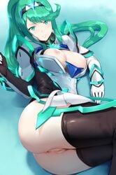 anus armor ass bodysuit breasts hews_hack innie_pussy latex nipples no_bra nopan open_shirt pneuma_(xenoblade) pussy thighhighs uncensored xenoblade_(series) xenoblade_chronicles_2