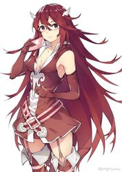 1girls artist_name athletic_female belt belt_buckle book cleavage cordelia_(fire_emblem) cuffed_boots eyebrows_visible_through_hair female fire_emblem fire_emblem_awakening garter_straps gebyy-terar glasses gloves hair_between_eyes hair_ornament heart hearts high_collar long_gloves looking_at_viewer nintendo open_book plunging_neckline red_dress red_eyes red_hair redhead short_dress smile smiling smiling_at_viewer smooth_skin solo standing stockings tall_female thick_thighs thigh_boots thigh_highs thigh_strap thighhigh_boots thighs very_long_hair white_background