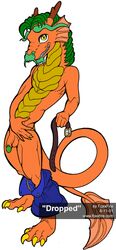 2001 anthro belt chinese_dragon clothing color_edit colored dragon eastern flaccid foxxfire furry hornyanondragon looking_at_viewer male male_only no_humans oriental pants pants_down penis pinup pose smile solo undressing