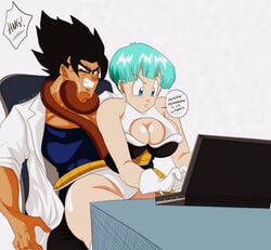 1boy 1boy1girl 1girls alternate_species armor battle_armor big_breasts black_hair blue_eyes breasts bulma_briefs bust busty choking cleavage computer cyan_hair dragon_ball dragon_ball_super english_text female fusion glasses gloves hips husband husband_and_wife male milf mother nala1588 saiyan_tail sex shiny shiny_skin sitting sitting_on_lap sitting_on_person species_swap species_transformation speech_bubble table tagme tail text thick thick_penis typing vegito white_fur wide_hips wife writing