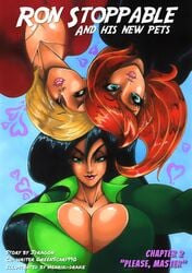 3girls adrena_lynn big_breasts black_hair blonde_hair breasts cleavage clothed clothed_female clothed_male clothes clothing comic comic_cover cover cover_page curvaceous curvy curvy_figure dark_hair disney disney_channel english_text female female_only green_hair hair_over_one_eye henrik-drake hhammerh huge_breasts kim_possible kimberly_ann_possible large_breasts light-skinned_female long_hair looking_at_viewer multiple_girls orange_hair redhead rsahnp seductive seductive_eyes seductive_gaze seductive_look seductive_smile shego shirt short_hair title traditional_media_(artwork) voluptuous watermark