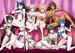 9girls bed bedroom big_breasts breasts danganronpa danganronpa:_trigger_happy_havoc danganronpa_2:_goodbye_despair danganronpa_3 danganronpa_s:_ultimate_summer_camp danganronpa_ultra_despair_girls danganronpa_v3 dark-skinned_female dark_skin female female_only harem_outfit harukawa_maki hypnosis iruma_miu kirigiri_kyouko lingerie maizono_sayaka mind_control mioda_ibuki multiple_girls naegi_komaru nanami_chiaki on_bed owari_akane pale-skinned_female pale_skin pose posing shinzu031 sitting smooth_skin spiral_eyes teacher_and_student yukizome_chisa