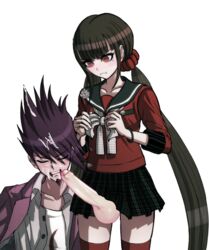 1boy 1futa danganronpa edit futa_on_male futa_with_male futanari harukawa_maki intersex large_penis long_twintails male momota_kaito new_danganronpa_v3 penis sprite sprite_edit straight_hair