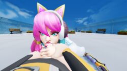 1futa 1girls 3d beach_bash_lian blowjob blue_eyes fellatio female futanari hi-rez_studios lian_(paladins) light-skinned_female light-skinned_futanari light_skin maeve_(paladins) oral paladins penis pink_hair shore_patrol_(paladins) street_style street_style_maeve tagme