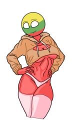 1girls countryhumans countryhumans_girl half-dressed hoodie legwear lithuania_(countryhumans) smirk teasing underwear