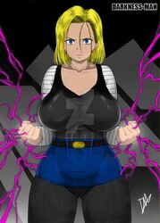 1girls android_18 blonde_hair blue_eyes cameltoe cleavage curvy darkness-man dragon_ball erect_nipples female huge_areolae huge_ass huge_breasts puffy_nipples short_hair thick_lips voluptuous wide_hips