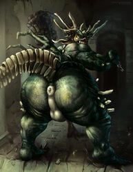 anus ass asylum_demon balls big_butt dark_souls demon fromsoftware gay male male_only painting_(artwork) satanic_monkey yaoi