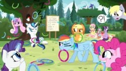 16:9 ?! absurd_res alicorn apple_bloom_(mlp) applejack_(mlp) basket binoculars blush cutie_mark derpy_hooves eating english_text equid equine erection eyelashes feathers female feral fluttershy_(mlp) food friendship_is_magic fur genitals group hair hasbro hi_res horn horse looking_at_another male mammal multicolored_hair my_little_pony nude open_mouth outside peeping pegasus penis picnic picnic_basket picnic_blanket pink_hair pinkie_pie_(mlp) pony popcorn princess_cadance_(mlp) princess_celestia_(mlp) princess_luna_(mlp) rainbow_dash_(mlp) rarity_(mlp) ring_toss scootaloo_(mlp) scoreboard shining_armor_(mlp) sleeping smile sound_effects spike_(mlp) sweetie_belle_(mlp) tally_marks text twilight_sparkle_(mlp) unicorn widescreen wings zutheskunk zzz