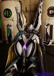 3d alien auramargaret banshee_(warframe) big_penis bodily_fluids cum cum_in_pussy cum_inside cum_on_penis cuntboy double_v futanari genital_fluids genitals glowing glowing_genitalia glowing_pussy hi_res humanoid humanoid_genitalia humanoid_penis intersex legs_up male penis pussy straight tenno v video_games warframe wisp_(warframe)