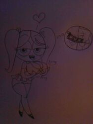 aged_up big_breasts breasts bubbles_(powerpuff_girls) censor_bar censored censored_penis female female_only hands_on_breasts hips looking_at_viewer montatora-501 omegusmaximus powerpuff_girls sketch thigh_highs thighhighs tongue tongue_out