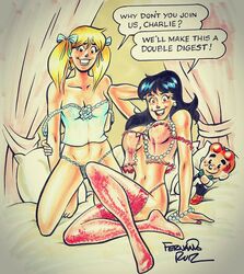 archie_comics betty_cooper blonde_hair brown_hair nightgown veronica_lodge