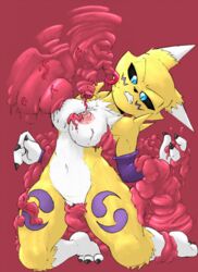 angry anthro bound digimon digimon_(species) female forced glovesrandom_(artist) nipple_fetish nipple_play nipple_suck rape renamon rubrad solo sucking tentacle tentacle_rape tentacle_sex