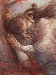 bishonen blindfold canon_couple clothed eager gay gay_domination gentle_maledom happy_sub kissing lan_wangji lehanan long_hair_male love male_only maledom malesub mo_dao_zu_shi restrained romantic romantic_couple soft_domination tender wei_wuxian wholesome willing_sub yaoi