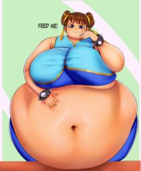 asian bbw belly big_belly chun-li fat huge_belly huge_breasts hyper hyper_belly jaykuma obese overweight smiling street_fighter