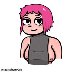 pink_hair ramona_flowers sadandhornydog scott_pilgrim sweater