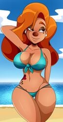 1girls a_goofy_movie aged_up athletic athletic_female beach beauty_mark big_breasts big_hair bikini bikini_bottom bikini_top bottomwear breasts bust busty cleavage curvaceous curves curvy curvy_body curvy_female curvy_figure curvy_hips disney female female_only fit fit_female goof_troop hourglass_figure large_breasts legs long_hair lower_body midriff mole mole_under_eye orange_hair roxanne_(goof_troop) slim_waist smile solo sonson-sensei swimsuit swimwear tattoo thick thick_legs thick_thighs thigh_gap thighs topwear upper_body voluptuous waist water watermark